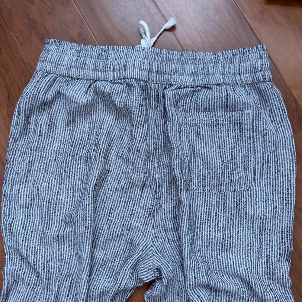 Aerie Womens Wide Leg Striped Beach Pants Black White Drawstring Raw Hem L NWT - Picture 8 of 11